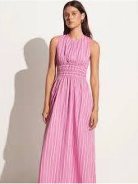 Faithfull the Brand Pink Sleeveless Maxi Dress with Smocked Waist